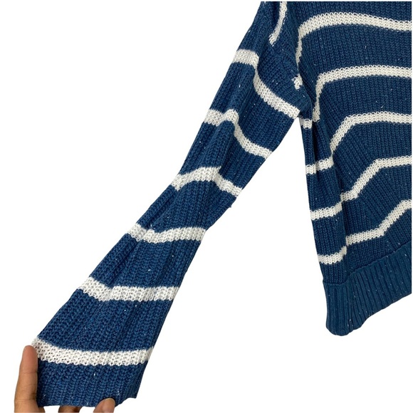 By Artisan Striped Navy Blue white Sweater Size XS - Picture 3 of 8